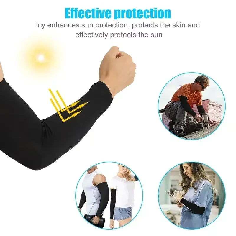 1 Pair Cooling Arm Covers for Men and Women Summer Sun Protection Sunshade Ice Silk Sleeves for Cycling Outdoor Sports Golf